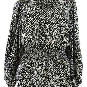 Vince Camuto Monochrome Leaf Print Blouse
